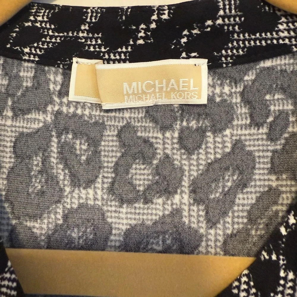 Michael Kors Gray Animal Print Long Sleeve Dress